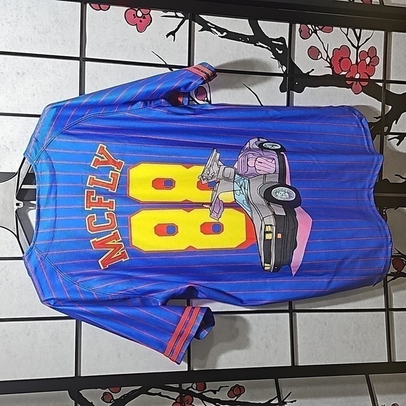 Back to the Future Marty McFly Pinstripe Baseball Jersey Size Large NWT - Picture 10 of 12